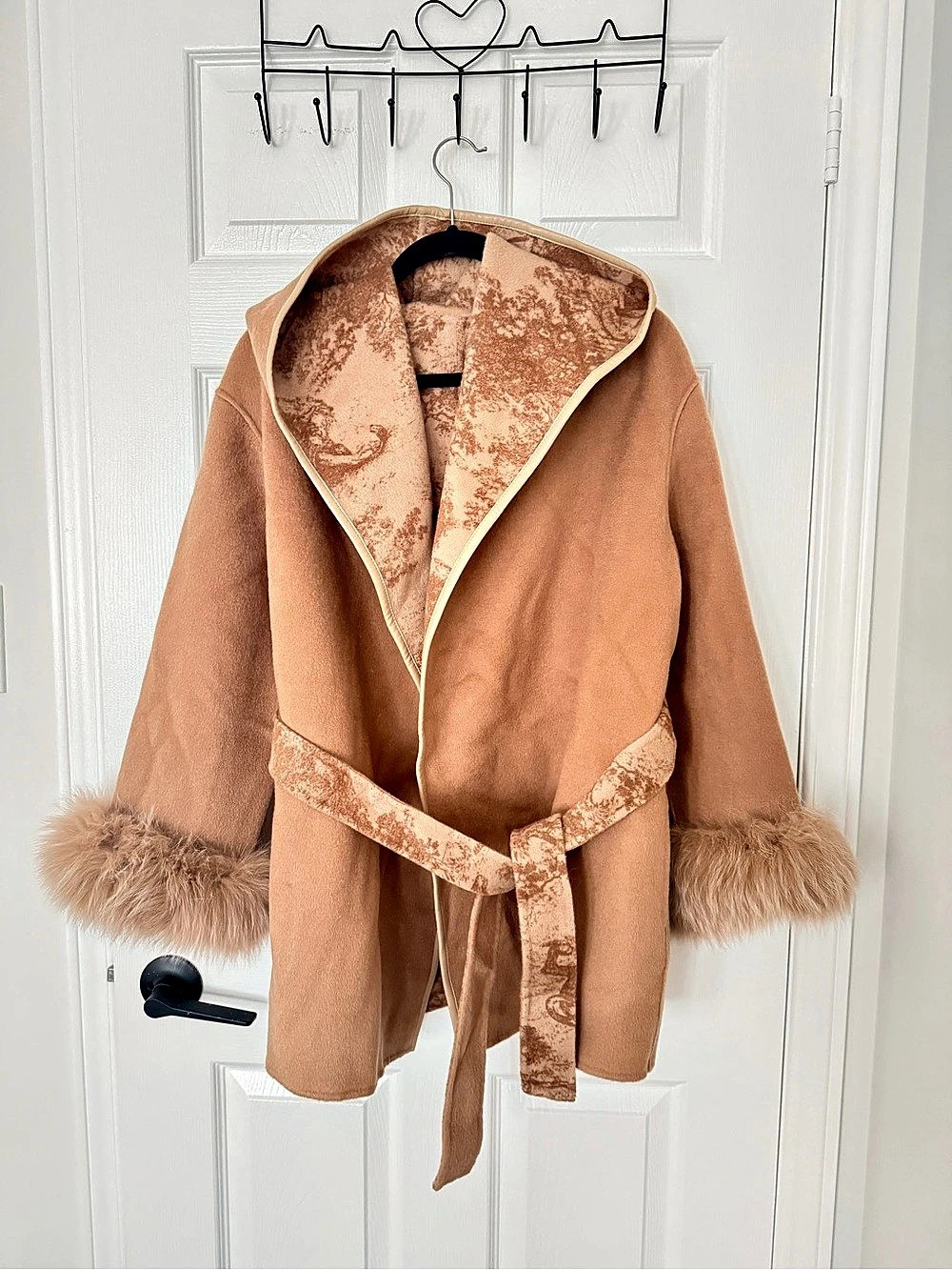 Dior Wool Hooded Coat in Hoodie and Real Fox Leather Sleeve Cuffs(OEM)